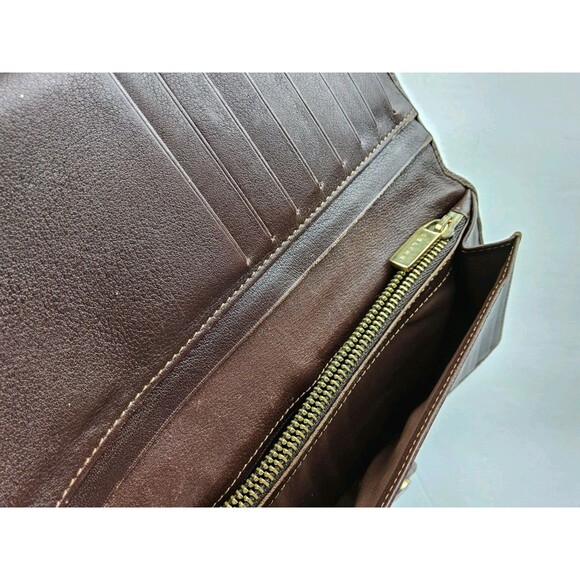 CELINE Logo Macadam Pattern Denim Full Size Snap Wallet - Picture 7 of 8